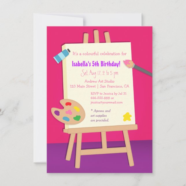 Painting Arts Kids Birthday Party Invitation (Front)