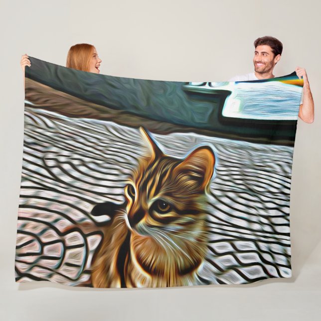 Painting Beautiful Cat Fleece Blanket (In Situ)