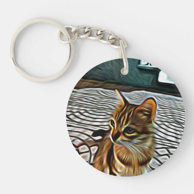 Painting Beautiful Cat Key Ring (Front)
