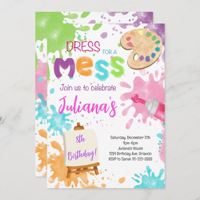 Painting Birthday Invitation (Front/Back)