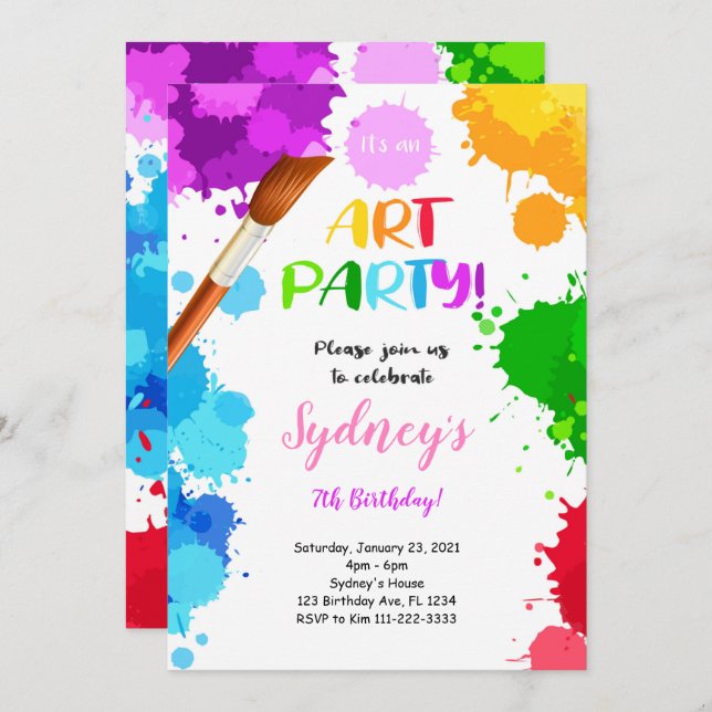 Painting Birthday Invitation (Front/Back)