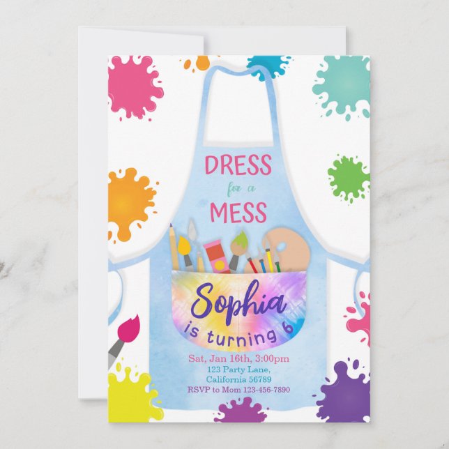 Painting Birthday Invitation Paint Invitation Art (Front)