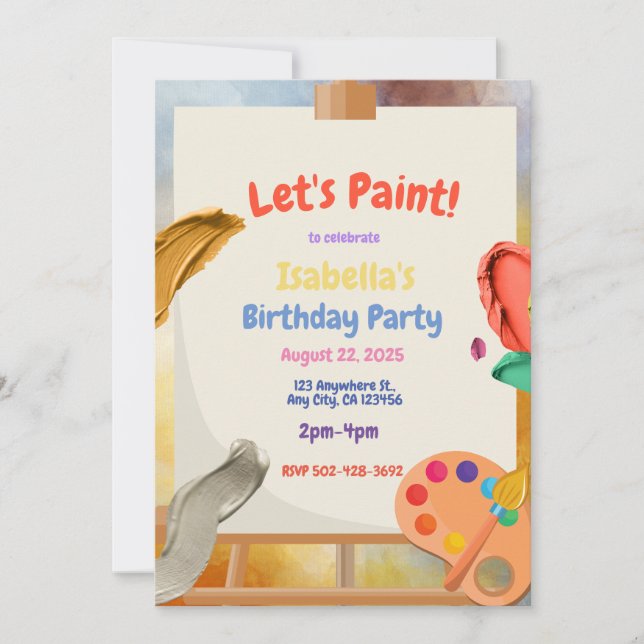 Painting Birthday Party Invitation (Front)