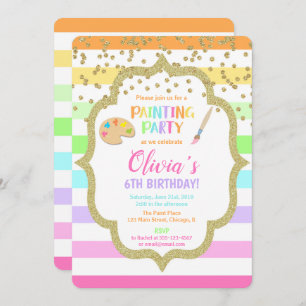Painting birthday party invitation, Art birthday Invitation