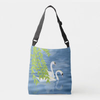 Painting Blue and Green pair of Swans on the lake