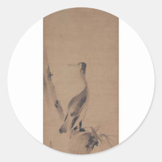 Painting by Miyamoto Musashi, c. 1600's Classic Round Sticker