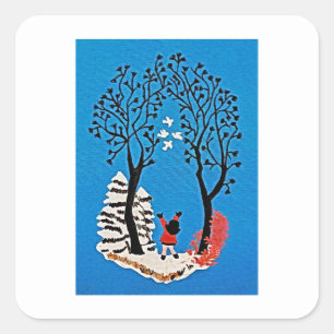 Painting by my Aunt Janis (improved image) Square Sticker