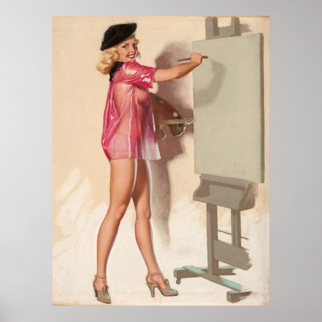 Painting Canvas 1960s Pin-Up Girl Poster (Front)