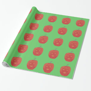 Painting Carved Female Pumpkin Face Wrapping Paper
