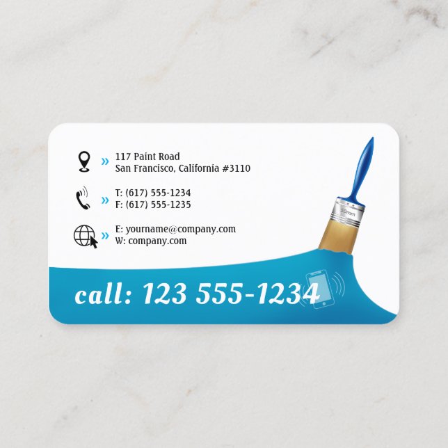 Painting Company | Professional Sky Blue Business  Business Card (Back)