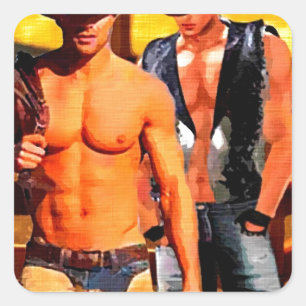 Painting:  Cowboy Corral Square Sticker