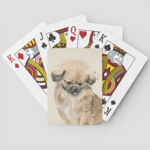 Painting - Cute Original Dog Art Playing Cards