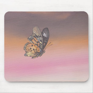 Painting depicting butterfly in flight mouse pad