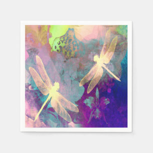 Painting Dragonflies & Orchids Napkin