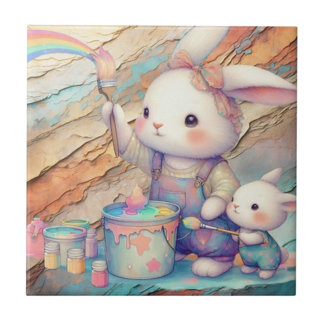 PAINTING EASTER PASTEL PRETTY CERAMIC TILE (Front)