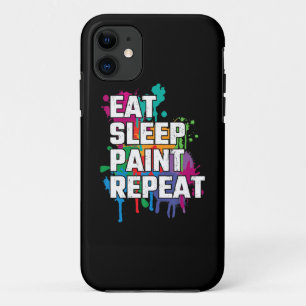 Painting Eat Sleep Paint Repeat Funny Painting iPhone 11 Case