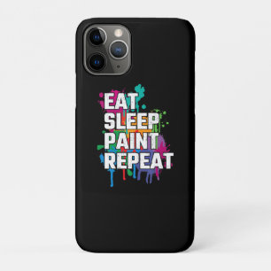 Painting Eat Sleep Paint Repeat Funny Painting iPhone 11 Pro Case