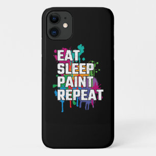 Painting   Eat Sleep Paint Repeat Funny Painting iPhone 11 Case