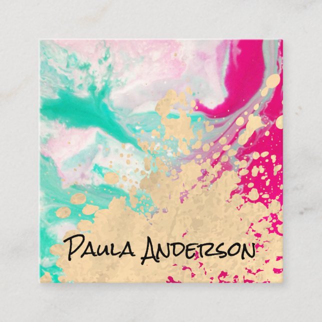 Painting Expressive Modern Art Square Business Card (Front)