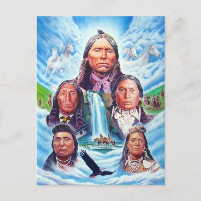Painting Famous Indian Chiefs Native Americans Postcard (Front)