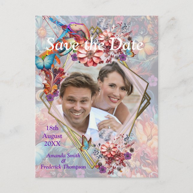 Painting Fantasy Flowers expressing nature Announcement Postcard (Front)