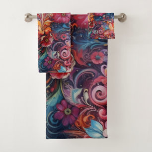 Painting Fantasy Flowers expressing nature Bath Towel Set