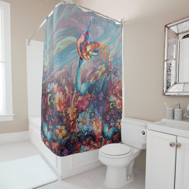 Painting Fantasy Flowers expressing nature Shower Curtain (In Situ)