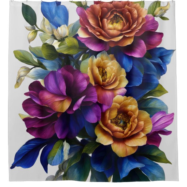 Painting Floral Spray Any Colour Background Shower Curtain (Front)