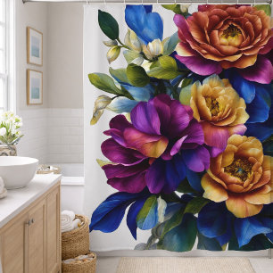Painting Floral Spray Any Colour Background Shower Curtain