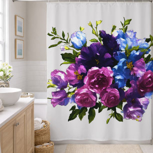 Painting Floral Spray Any Colour Background Shower Curtain