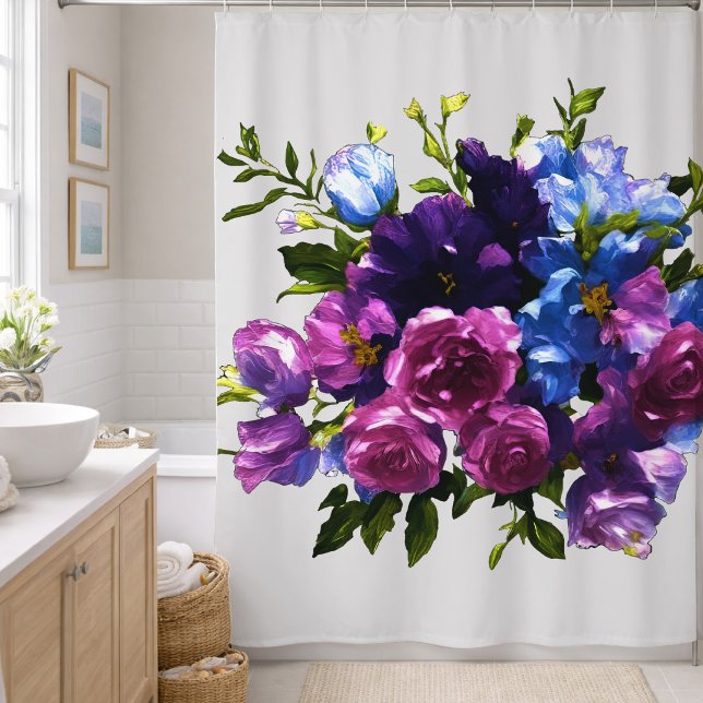 Painting Floral Spray Any Colour Background  Shower Curtain (Creator Uploaded)