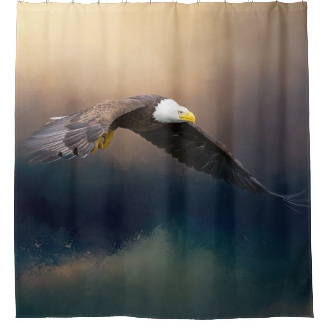Painting flying american bald eagle shower curtain (Front)