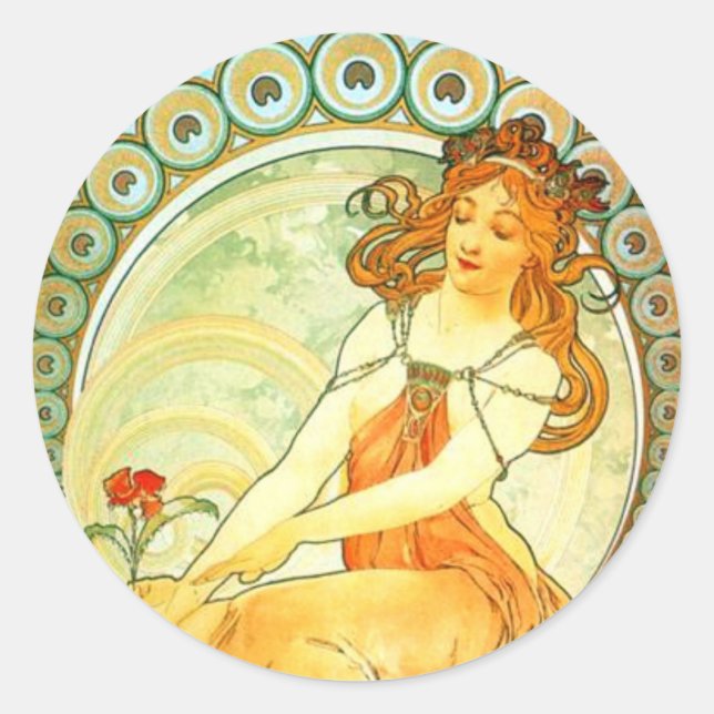 Painting. From The Arts Series by Mucha Classic Round Sticker (Front)