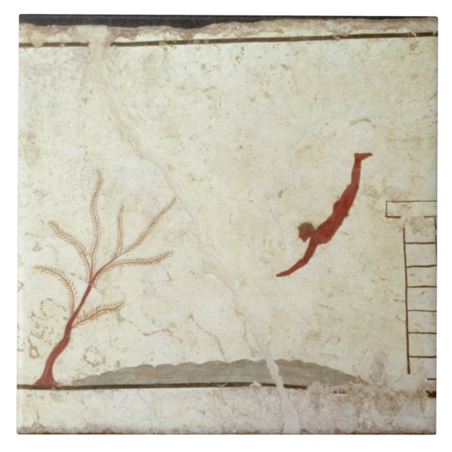 Painting from the Tomb of the Diver from the south Ceramic Tile (Front)