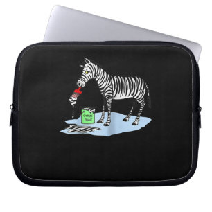 Painting   Funny Cartoon Zebra Painting Laptop Sleeve