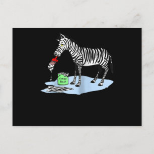 Painting Funny Cartoon Zebra Painting Postcard