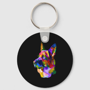 Painting German Shepherd Painting Art Pet Dog Mum Key Ring