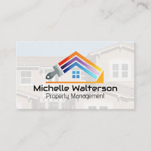 Painting House Logo Property Management Business Card