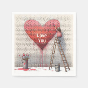 Painting I Love You Heart Mural Napkin