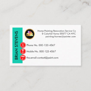 Painting Icons On Cyan Wall Layer Business Card