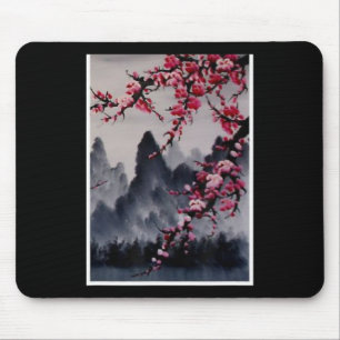 Painting Japanese Art Cherry Blossom Mountain Mouse Pad