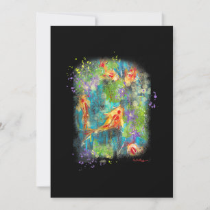 Painting Koi Fish Painting Zen Japanese Distressed Holiday Card