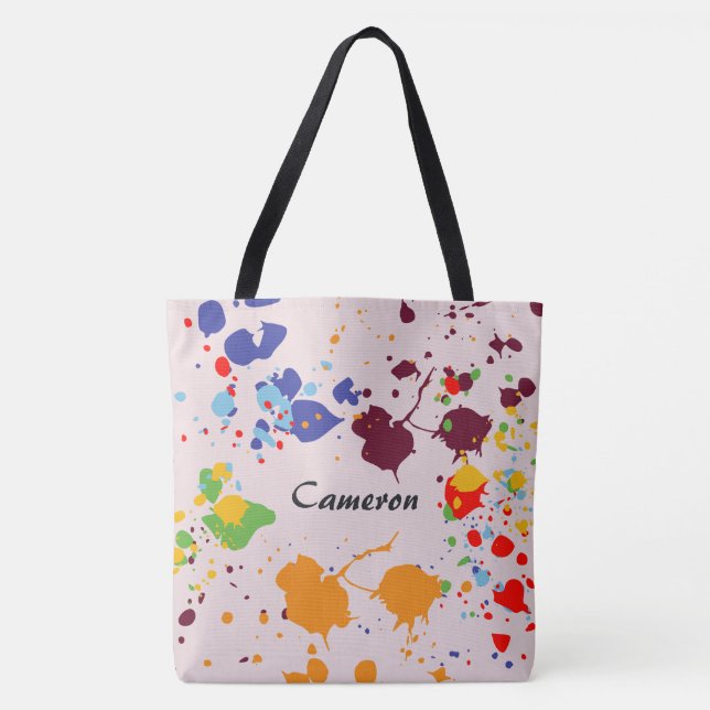 Painting Name Colourful Splashes Tote Bag (Front)