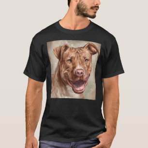 Painting Of A Beautiful Red Nose Pit Bull Smiling  T-Shirt