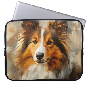 PAINTING OF A BEAUTIFUL SHETLAND SHEEPDOG DOG LAPTOP SLEEVE