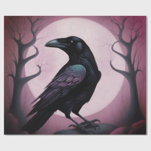 Painting of a black raven wrapping paper