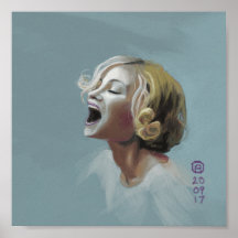Painting of a Blonde Girl Laughing