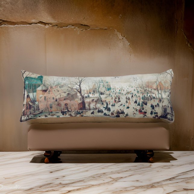 Painting of a Christmas Town, Ice Skating and Snow Body Cushion (Creator Uploaded)