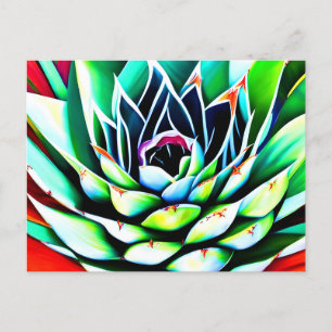 Painting of a colourful Agave Postcard