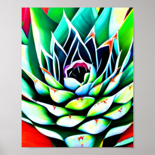 Painting of a colourful Agave Poster